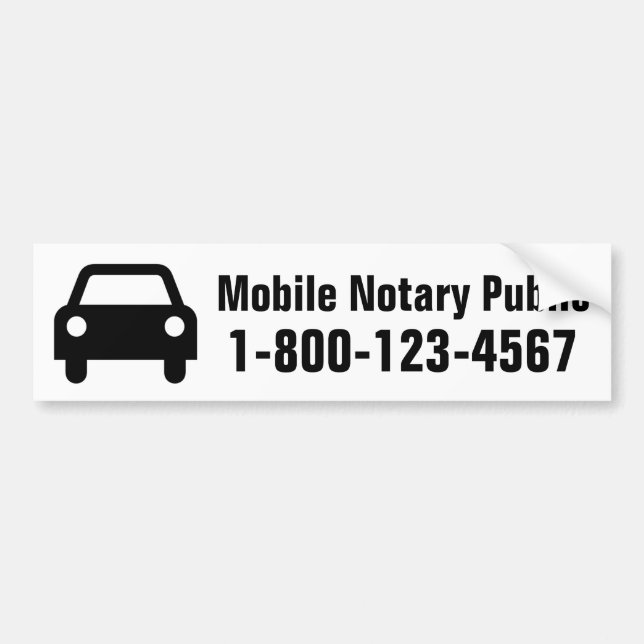 Mobile Notary Public Car Bumper Sticker (Front)