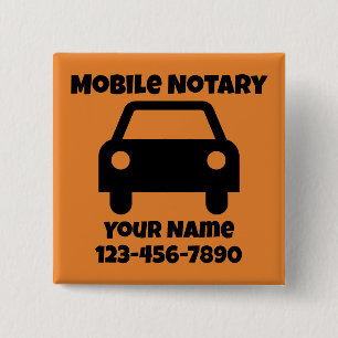 Mobile Notary Public Car Symbol Customised 15 Cm Square Badge