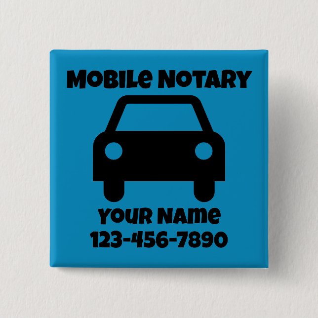 Mobile Notary Public Car Symbol Customised 15 Cm Square Badge (Front)
