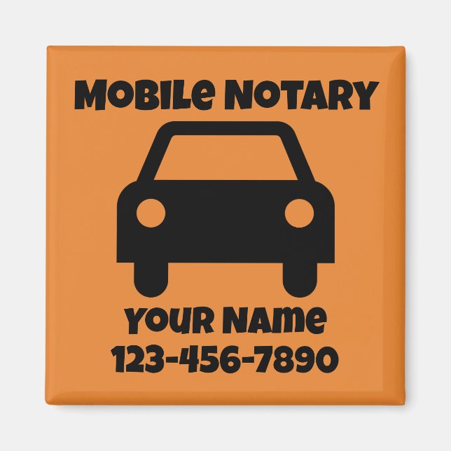 Mobile Notary Public Car Symbol Customised Magnet (Front)