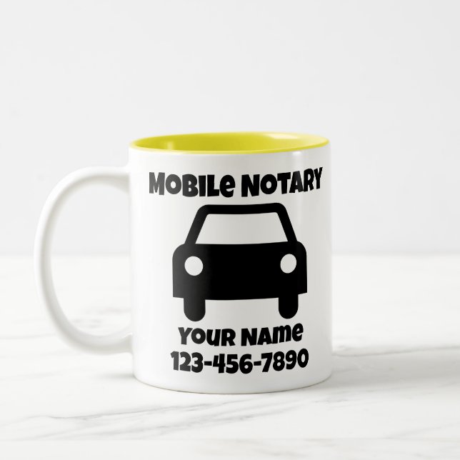 Mobile Notary Public Car Symbol Customised Two-Tone Coffee Mug (Left)