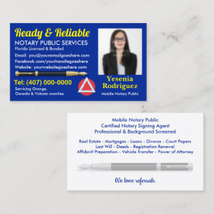 Mobile Notary Public Customisable Photo Business C Card