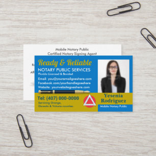 Mobile Notary Public Customisable Photo Business C Card