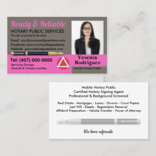 Mobile Notary Public Customisable Photo Business C Card
