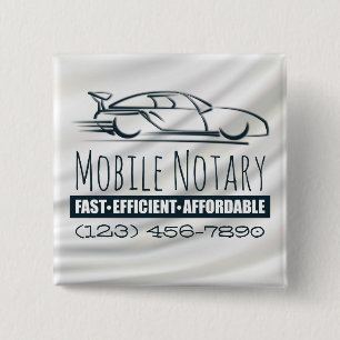 Mobile Notary Public Fast Car with Phone Number 15 Cm Square Badge