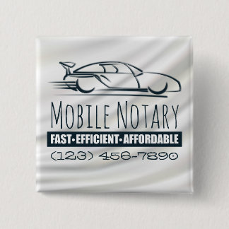 Mobile Notary Public Fast Car with Phone Number 15 Cm Square Badge