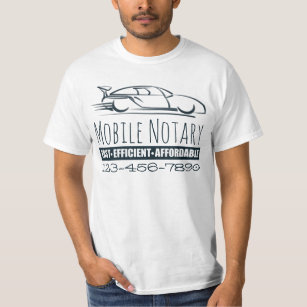 Mobile Notary Public Fast Car with Phone Number T-Shirt