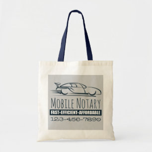 Mobile Notary Public Fast Car with Phone Number Tote Bag