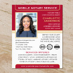 Mobile Notary Public Loan Signing Agent Red Gold Flyer<br><div class="desc">Create a professional appearance with these classic 'Mobile Notary Service' business flyers. A stylish template personalised with your photo, name, details and logo or accreditation symbols. All the text and images can be customised or deleted so you can include the information you want. An effective way to promote your business...</div>