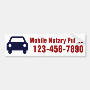 Mobile Notary Public Phone Number Customised Bumper Sticker