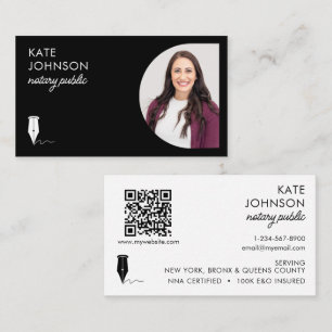 Mobile Notary Public Photo QR Code Logo Business Card