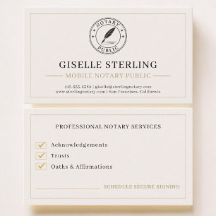 Mobile Notary Public Professional Business Card