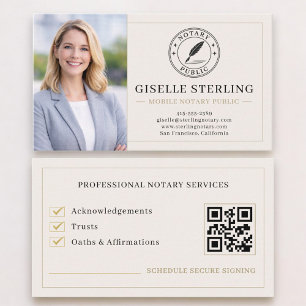 Mobile Notary Public QR Code Photo Business Card