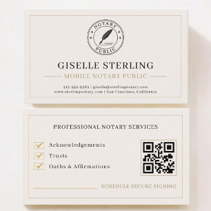 Mobile Notary Public QR Code Professional Business Card