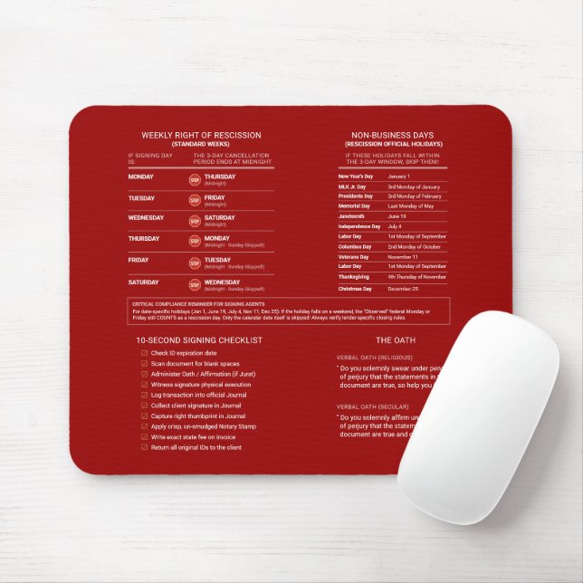 Mobile Notary Public Reference tool red gold Mouse Pad (With Mouse)