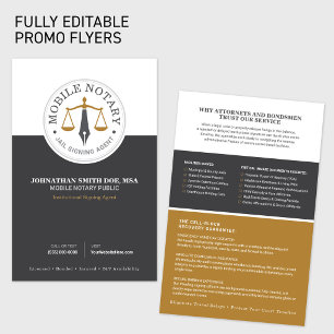 Mobile Notary Public Signing Agent grey gold Flyer