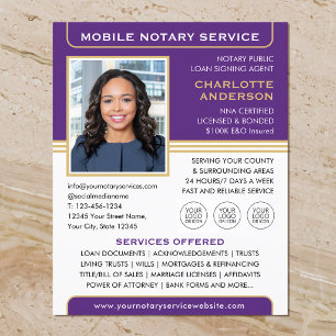 Mobile Notary Public Signing Agent Purple Gold Flyer