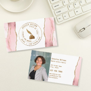 Mobile Notary Public Stamp Logo Loan Signing Photo Business Card