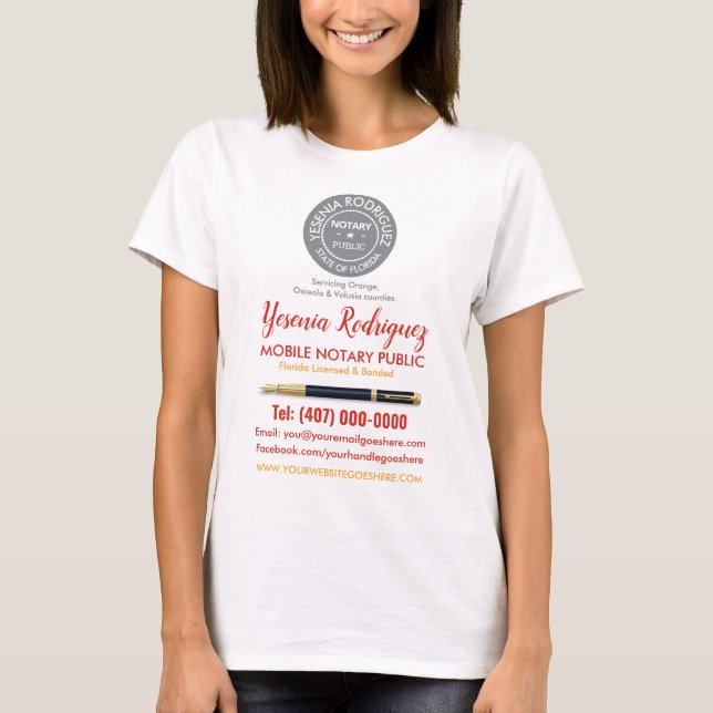 Mobile Notary Public T-Shirt (Front)