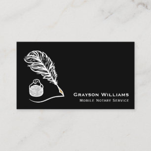  Mobile Notary Quill QR Code Black  Business Card