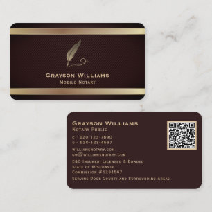 Mobile Notary Quill QR Code Business Card