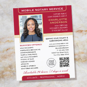 Mobile Notary Service Flyers Classic Red Gold