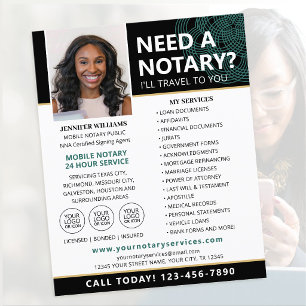 Mobile Notary Service Photo Flyer Black Green