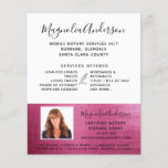 Mobile Notary Service Pink Foil Photo Flyer<br><div class="desc">Advertise your mobile notary services with this elegant flyer.</div>