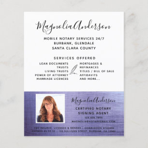 Mobile Notary Service Purple Foil Photo Flyer