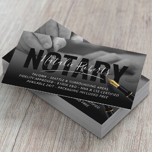 Mobile Notary Service Signature BW Photography Business Card