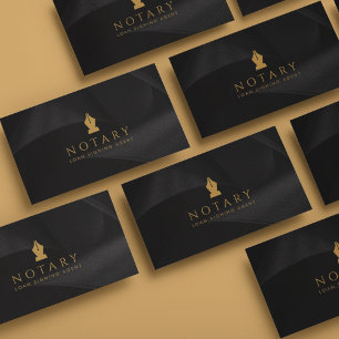 Mobile Notary Signing Agent Black & Gold Business Card
