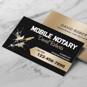 Mobile Notary Signing Agent Creative Pen Black Business Card