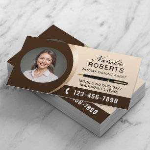 Mobile Notary Signing Agent Elegant Photo Business Card