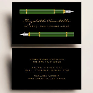 Mobile Notary Signing Agent Fountain Pens Business Card