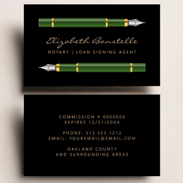 Mobile Notary Signing Agent Fountain Pens Business Card (Creator Uploaded)