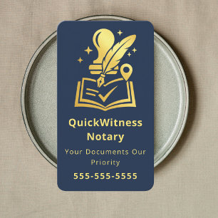Mobile Notary Signing Agent Luxury Navy Blue Business Card