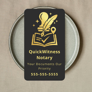 Mobile Notary Signing Agent Modern Black Gold Business Card