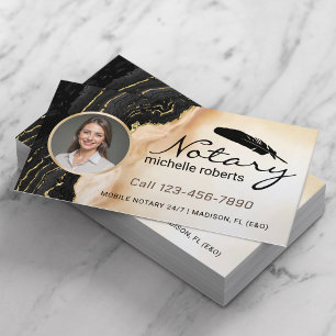 Mobile Notary Signing Agent Modern Marble Photo Business Card