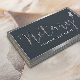 Mobile Notary Signing Agent Modern Metal Framed Business Card