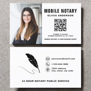 Mobile Notary Signing Agent QR Code Photo  Business Card