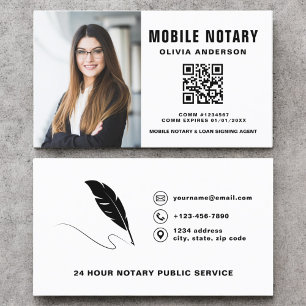 Mobile Notary Signing Agent QR Code Photo Business Card