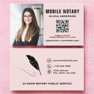 Mobile Notary Signing Agent QR Code Photo Business Card