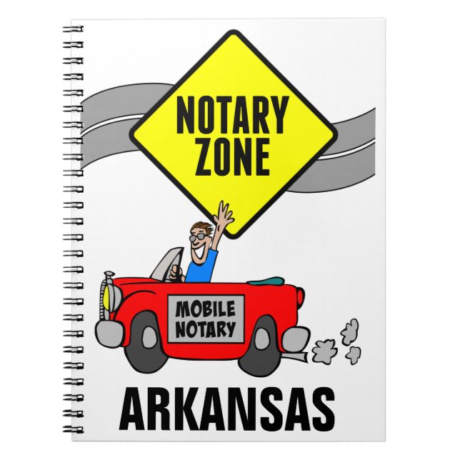 Mobile Notary Zone Red Sports Car Arkansas Notebook (Front)