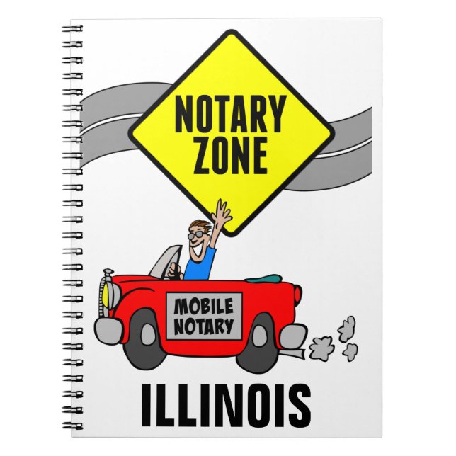 Mobile Notary Zone Red Sports Car Illinois Notebook (Front)