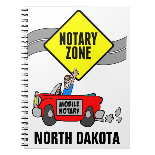 Mobile Notary Zone Red Sports Car North Dakota Notebook (Front)