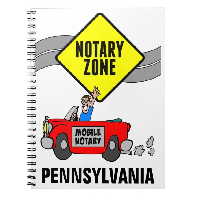 Mobile Notary Zone Red Sports Car Pennsylvania Notebook (Front)
