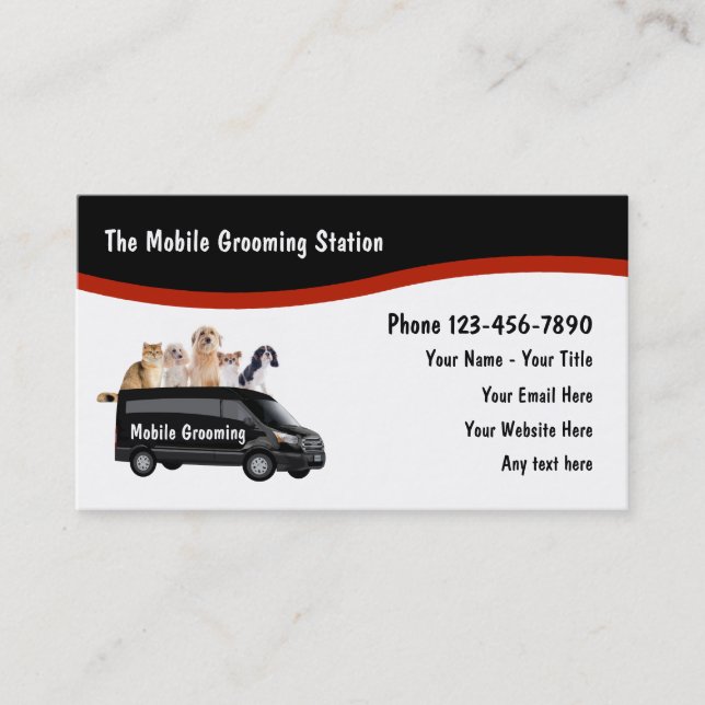 Mobile Pet Grooming Service Business Card (Front)