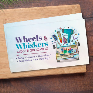 Mobile Pet Grooming Services - Watercolor art Business Card