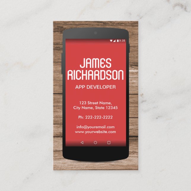 Mobile Phone App Developer Software Engineer Coder Business Card (Front)
