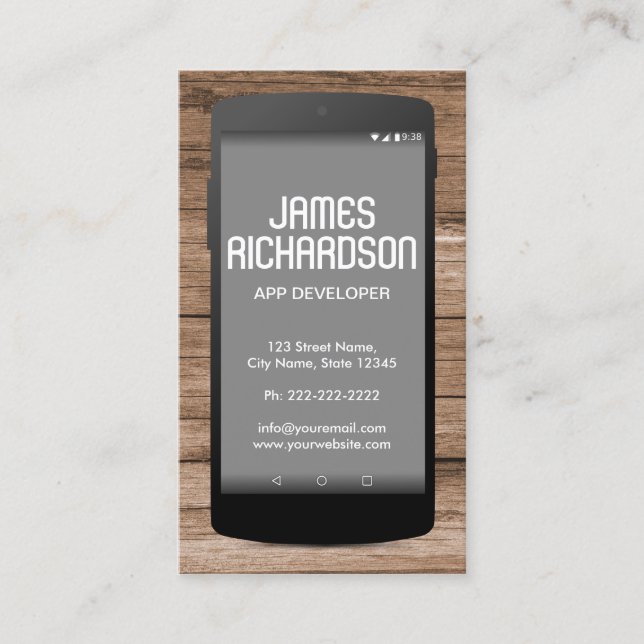 Mobile Phone App Developer Software Engineer Coder Business Card (Front)